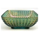 Imperial Waffle Block Carnival Glass Square Bowl