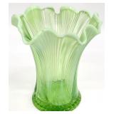Antique Jefferson Green Opalescent Glass Vase