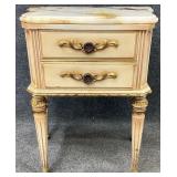 French Marble Top 2 Drawer Nightstand