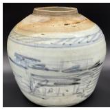 Antique 19th C Asian Hand Painted Ginger Jar