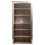 7ft Oak Wood 6-Shelf Bookcase