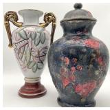 2 Vintage Hand Painted Vases