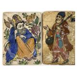 2 Antique Persian Iznik Qajar Ceramic Pottery
