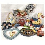 Asst Painted Wood Folk Art Decor