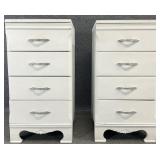 Pair White Painted 4 Drawer Stands