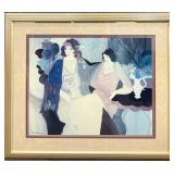 Large Itzchak Tarkay Conversation Portray Art