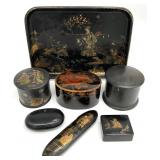 Group Small Chinese Boxes & Tray