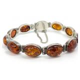 Sterling Silver Amber Stone Bracelet