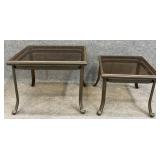 Pair Glass Top Outdoor Tables