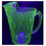 Vtg Hazel Atlas Uranium Glass Harlequin Pitcher
