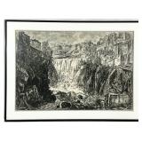 18th C Piranesi, Waterfall in Tivoli Engraving