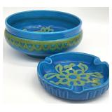 Mid Century Bitossi Style Italian Bowl & Ashtray