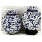 2 Antique Vintage Chinese Cloisonne Ginger Jars