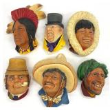 6pc Bossons Congleton England Character Heads