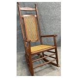 Antique Oak Caned Rocking Chair
