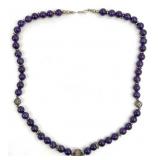 Amethyst & Sterling Silver Beaded Necklace