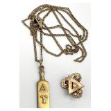 Vintage 10K Gold Delta Upsilon Pin & Pendant