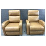 Pair Power Recliners, Cognac Brown