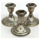 Three Weighted Sterling Candlesticks