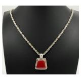 Mexico Sterling Silver Red Agate Necklace
