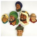 6pc Bossons Congleton England Character Heads