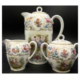 3pc German Porcelain Chocolate Pot Set