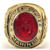 Vintage U.S. Marine Corps 18KT HGE Military Ring