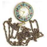 Jules Racine Enameled 17 Jewel Necklace Watch