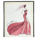 Signed Fashion Illustration Drawing