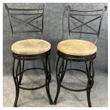 Pair Swivel Metal Frame Barstools