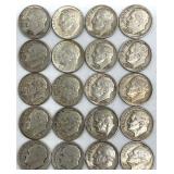 20 - 1964 Or Earlier Roosevelt Dimes
