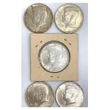 5 - 1964 Kennedy Half Dollars
