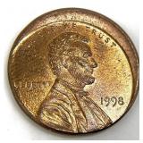 1998 Off-Center ERROR Cent
