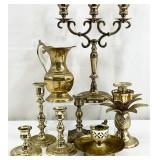 Asst Brass Candlesticks & More