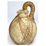 Large Rattan Wrapped Terra Cotta Pitcher