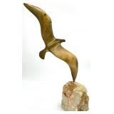 Curtis Jere Brass Seagull Quartz Rock Sculpture