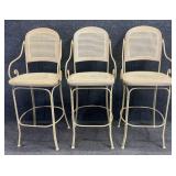 3 Caned Barstools w/ Metal Frame