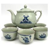 Japanese Blue & White Porcelain Tea Set