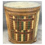 Round Book/Map Motif Accent Table