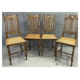 4 Antique Oak 23in Seat Height Chairs