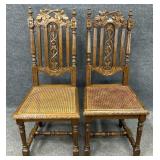 2 Antique Oak 19in Seat Height Chairs