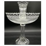 Flint Glass Compote w/ Attached Vase