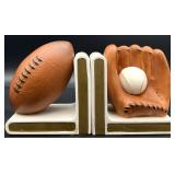 Vintage Ceramic Baseball / Football Bookends Set