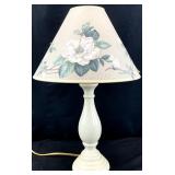 Wooden Lamp w/ Floral Shade