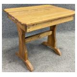 Pine Slat Top Accent Table