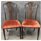 Pair Mahogany Drape Carved Chairs