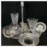 Asst Crystal / Glass Vase, Clock & More