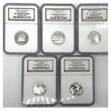 2008 NGC Proof 70 5pc Silver Statehood Quarters