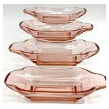 4 Pink Depression Glass Ice Cream Dishes
