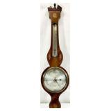 Antique English Inlaid Mahogany Banjo Barometer